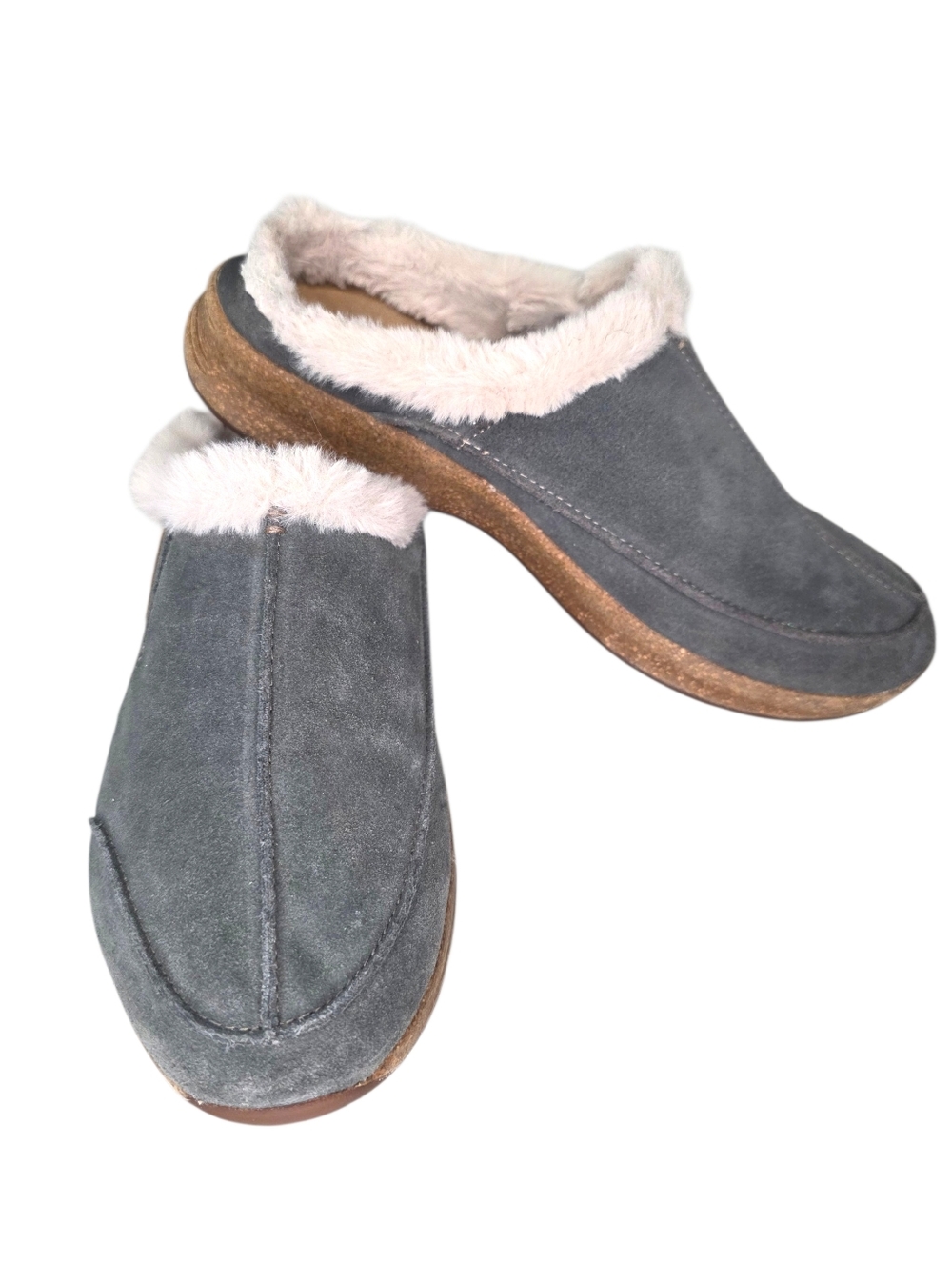 Taoa Future Women's Suede Shearling Clog Dark Gray Size 10